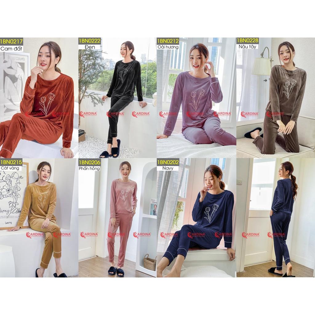 Bộ tuyết nhung nữ , bộ mặc nhà cao cấp thiết kế sang trọng, hình in hoa tulip sắc nét, trẻ trung