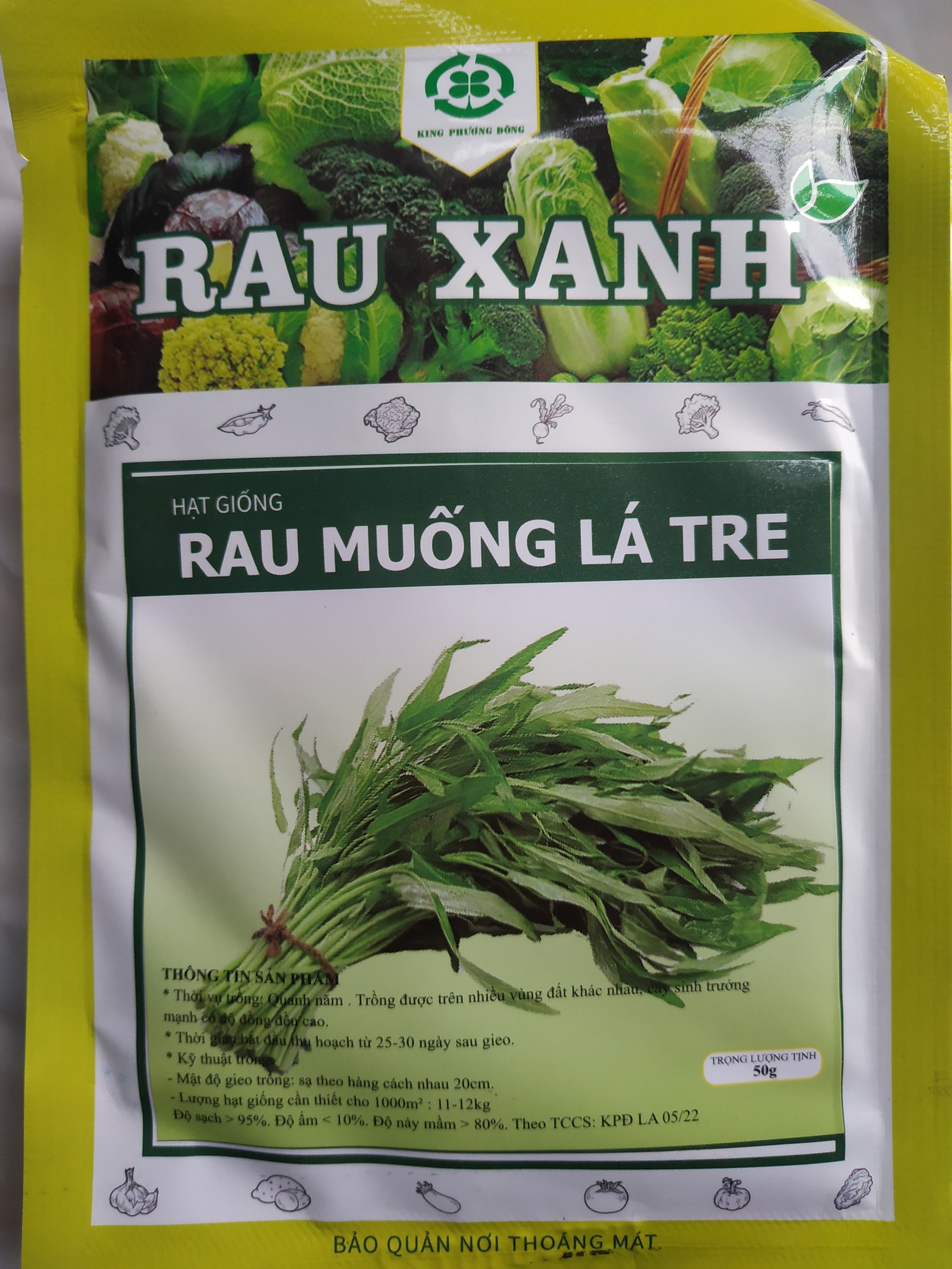 Hạt giống RAU MUỐNG LÁ TRE - gói 50 gram