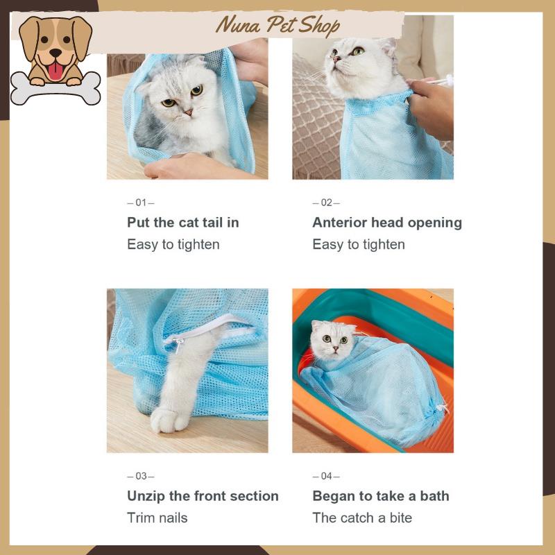 Túi lưới đa năng cho chó mèo - Túi tắm cho mèo, hỗ trợ cắt móng