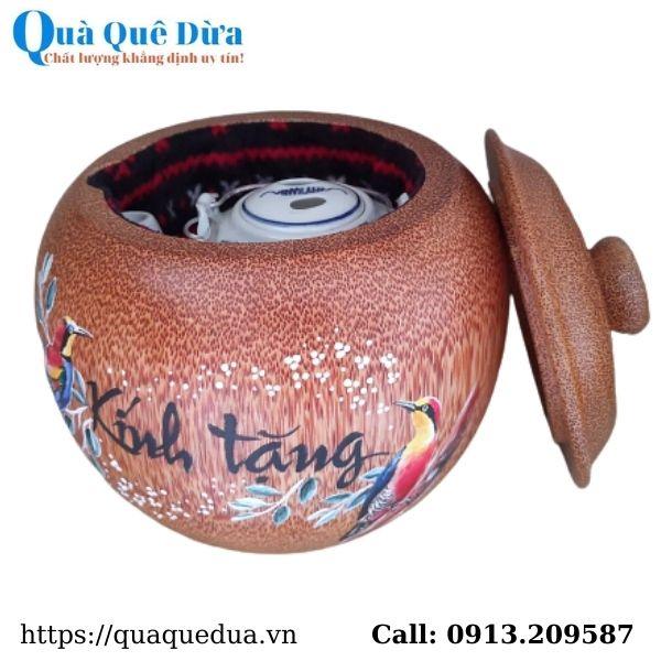 Bình Giữ Ấm Trà Gỗ Dừa Gọn Đẹp Làm Quà Tặng Và Bình Trà 700 - 950ml - Sản Phẩm Được Sản Xuất Tại Bến Tre