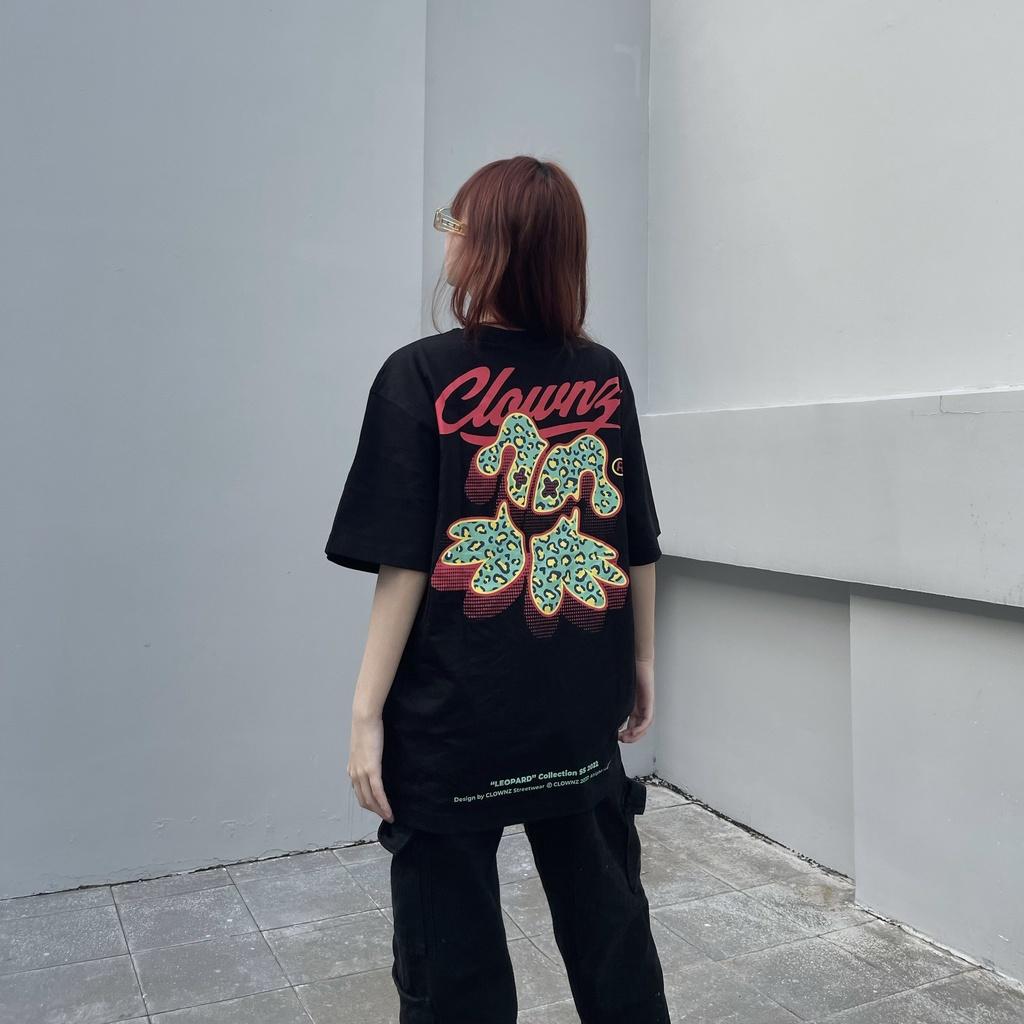 Áo thun tay lỡ Leopard Big Logo, phông unisex nam nữ form rộng, cotton