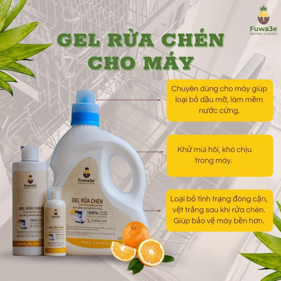 Nước rửa bát cho máy rửa chén bát Fuwa3e hữu cơ sinh học dạng gel 500ml