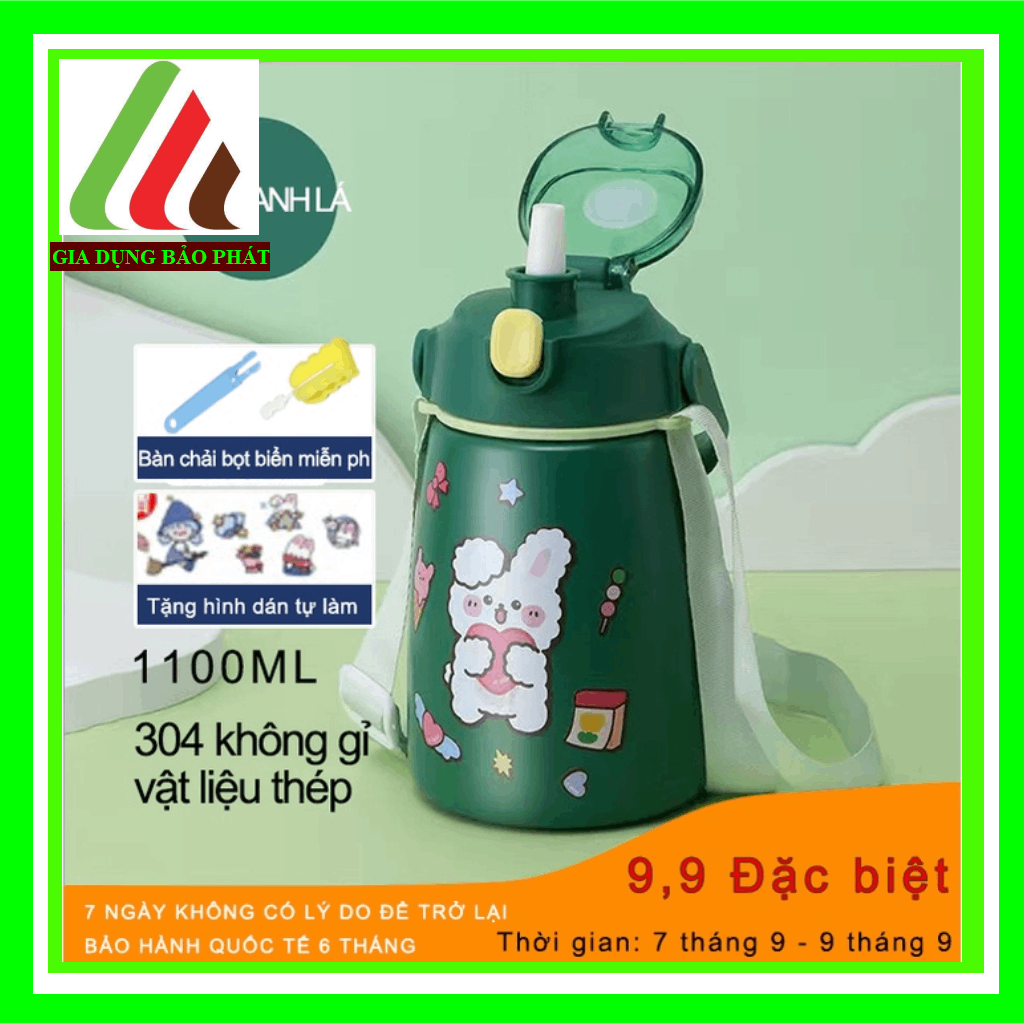 Bình giữ nhiệt có ống hút,cute cốc giữ nhiệt 1000ml Bình đựng nước có 304 Cốc rơm bằng thép