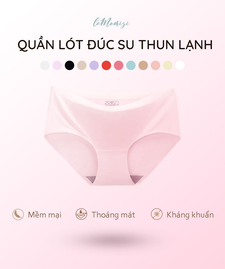 Quần Lót Nữ Đúc Su LeMOMIZI cao cấp thun lạnh không đường may kháng khuẩn size M đến XXL (35-75kg) ds07