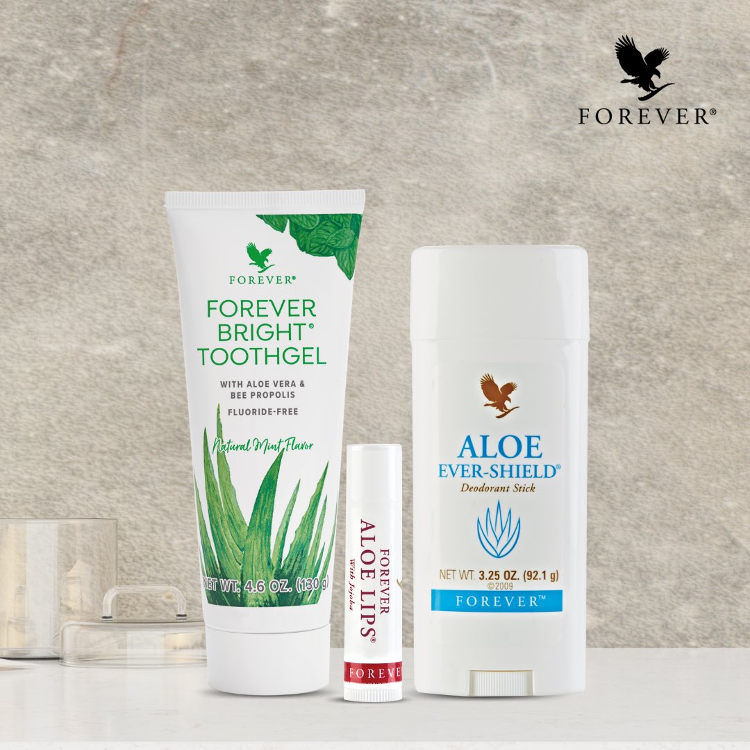 Combo Sáp khử mùi không chứa muối nhôm Aloe Ever – Shield  và Kem Đánh Răng Lô Hội Forever Bright Toothgel
