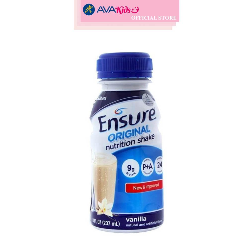 Thùng 24 chai sữa bột người lớn pha sẵn Ensure Original hương vani 237 ml