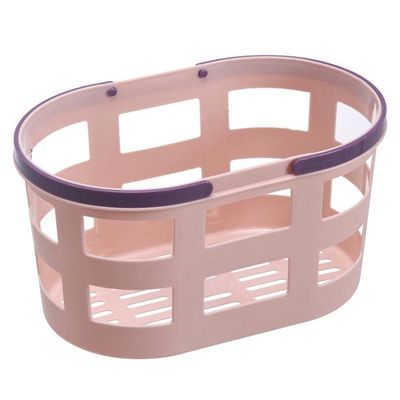 Drain Bath Basket Plastic Hand Basket Bathroom Bath Basket Storage Basket Bath Basket Bath Storage Basket Light Blue