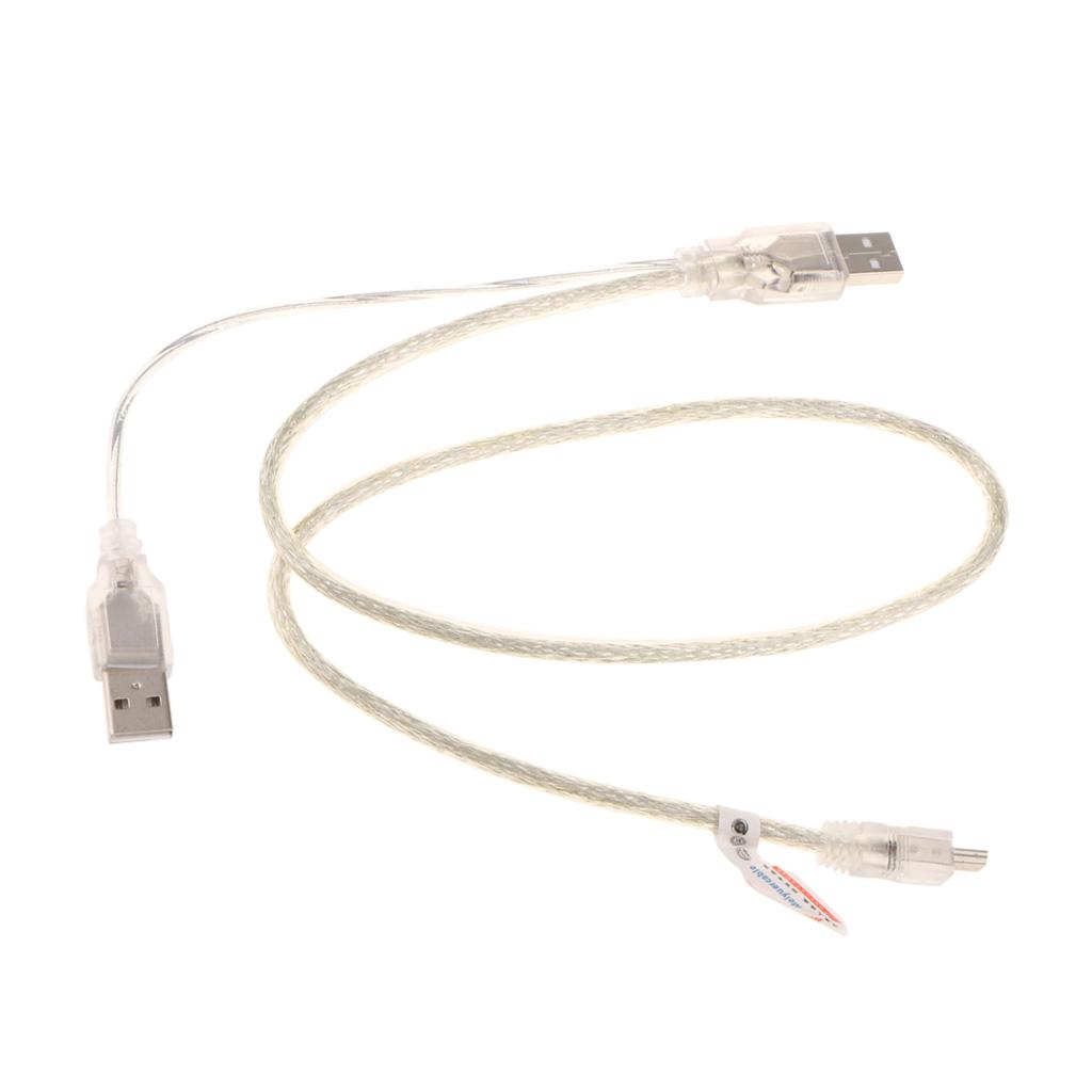 USB 2.0 Two A Type Male to Mini 5 Pin Male Y Cable For Mobile Hard Disk