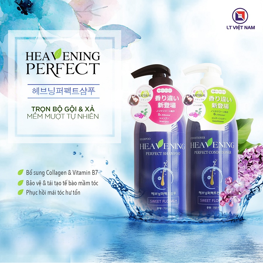 Combo 02 Dầu gội &amp; 01 Dầu xả dưỡng chất suôn mượt tóc Heavening