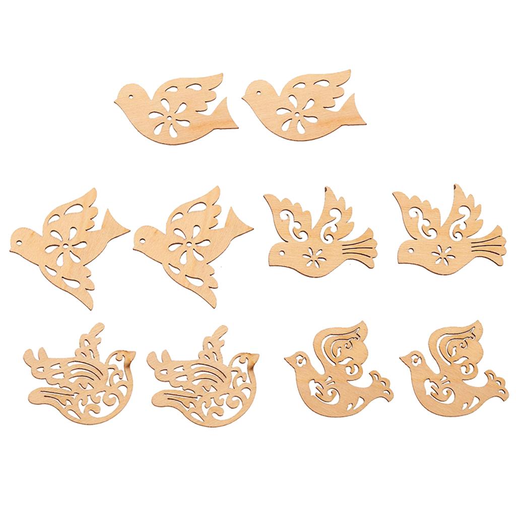 10 Miếng Bằng Gỗ Đáng Yêu Chim Lỗ Cắt Hình Khối Bằng Gỗ Thủ Công Decoupage Chỉnh Trang DIY Thêu Sò Gỗ Nghệ Thu