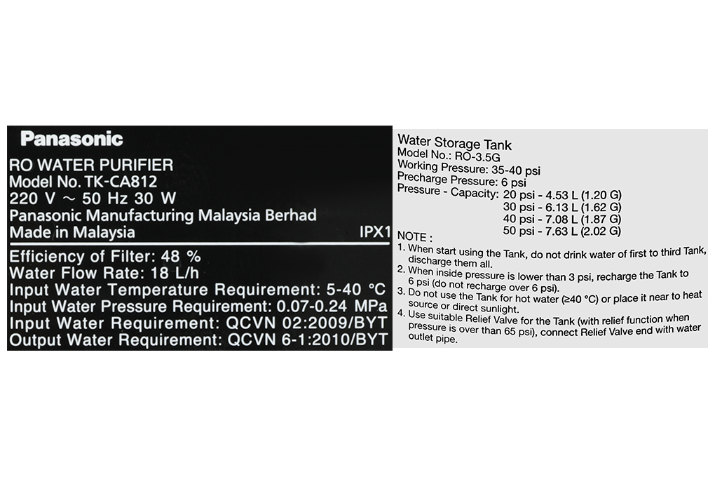 Máy lọc nước RO Panasonic TK-CA812M-VN 6 lõi - Hàng chính hãng - Bảo hành 12 tháng chính hãng