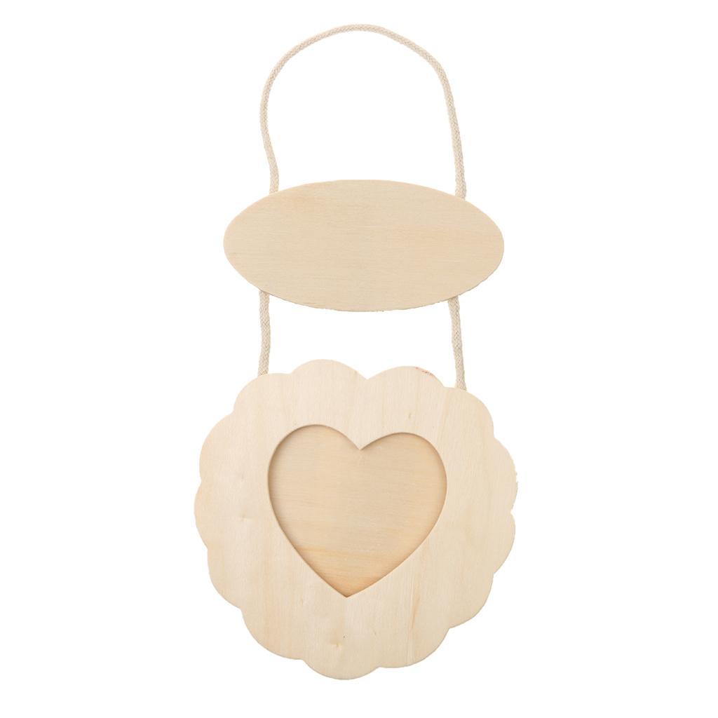 Rustic Wooden Love Heart Flower Shape Hanging Photo Frames DIY