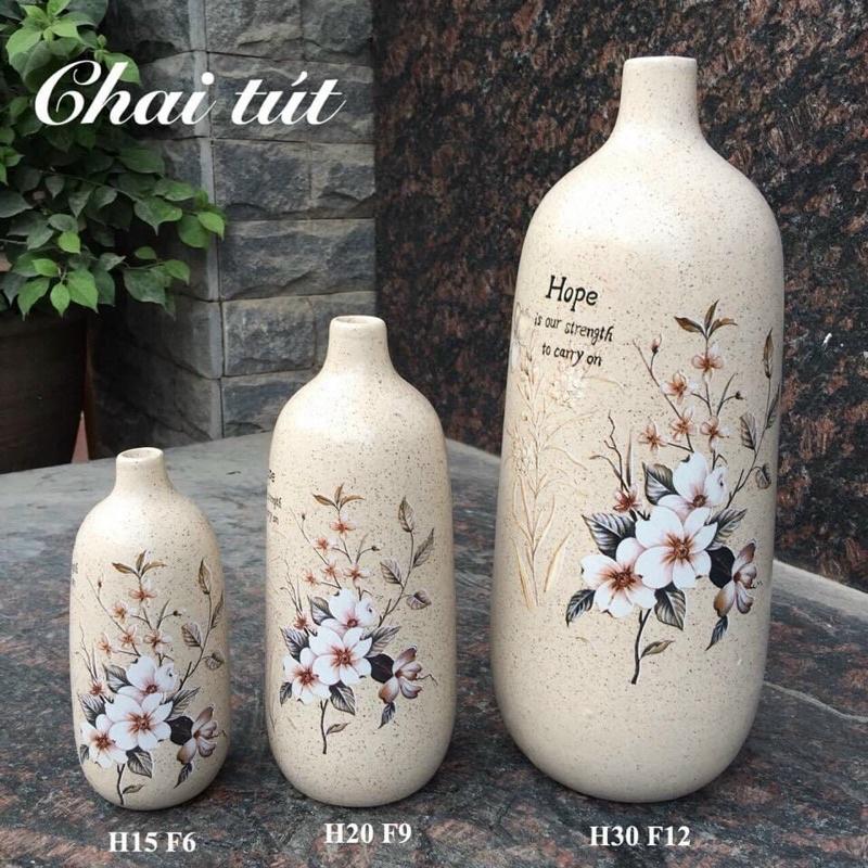 Bộ 3 lọ hoa gốm Bát Tràng hút lộc - decor trang trí