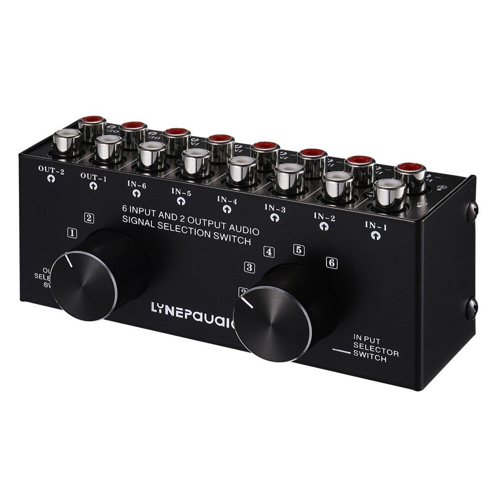 1PCS 2 Port Input 6 Output Video Audio AV RCA Switch Switcher Selector Box