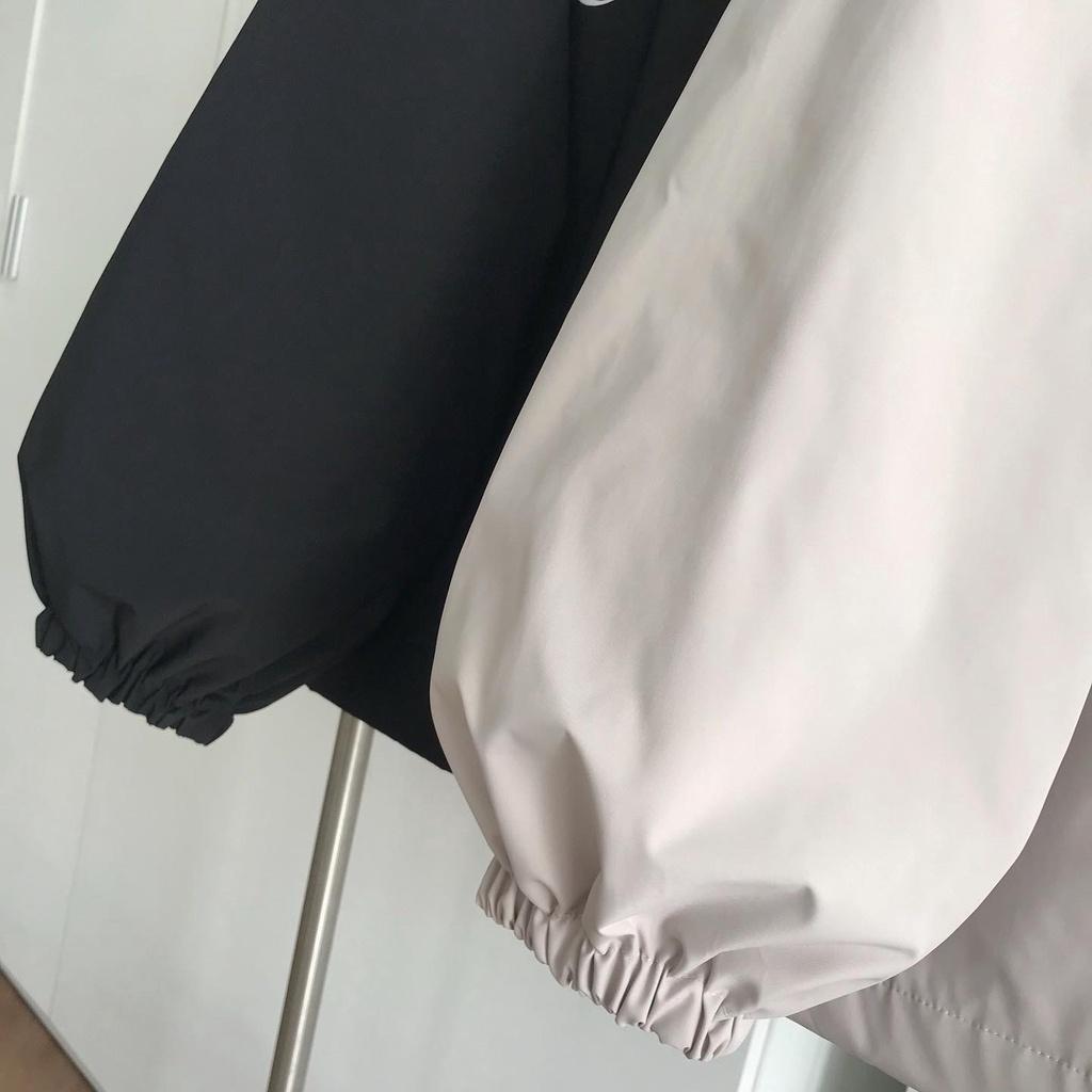 Hình ảnh Áo Khoác Nữ Form Rộng Chất Dù Cao Cấp Khoác Gió Nữ Kiểu Dáng Jacket Phong Cách Basic 2 Màu Be Đen ESOA
