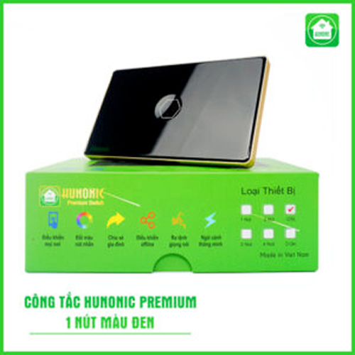 Công tắc thông minh Hunonic - PREMIUM, Mặt kính lõm viền vàng.