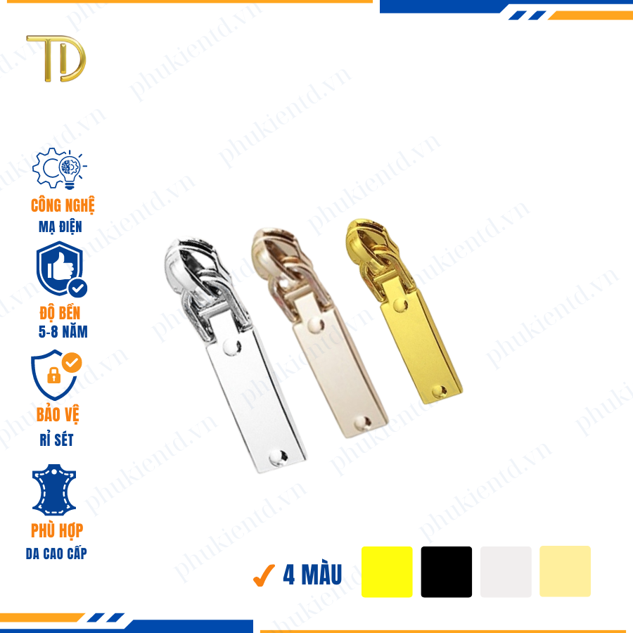 Đầu khóa kéo túi xách, đầu khóa kéo thay thế, đầu khóa kéo balo răng 5, Mạ điện độ bền 5-8 năm