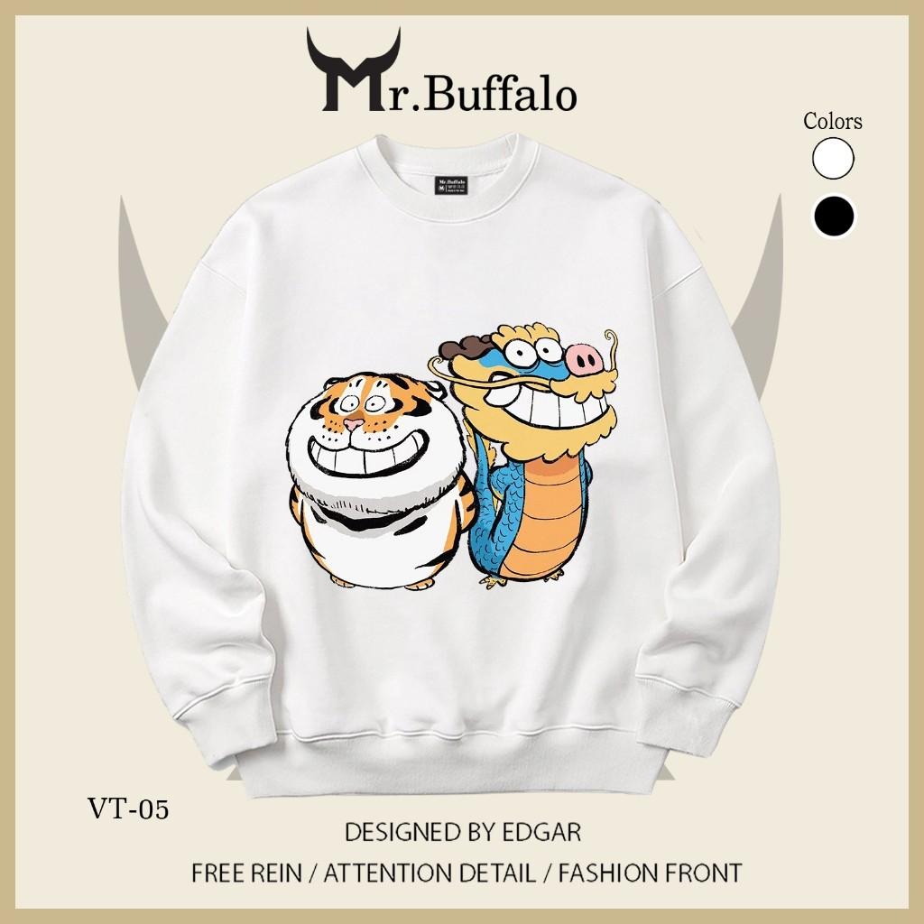 Áo Sweater Hổ, Rồng Vô tri Mr.Buffalo - VT04 Trắng