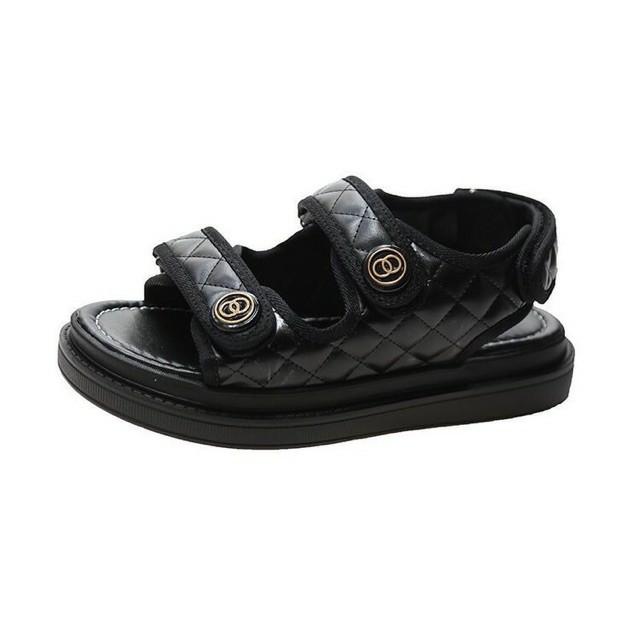 Sandal Hàn Quốc 3 quai đế bánh mỳ sẵn hàng 2 màu đen trắng