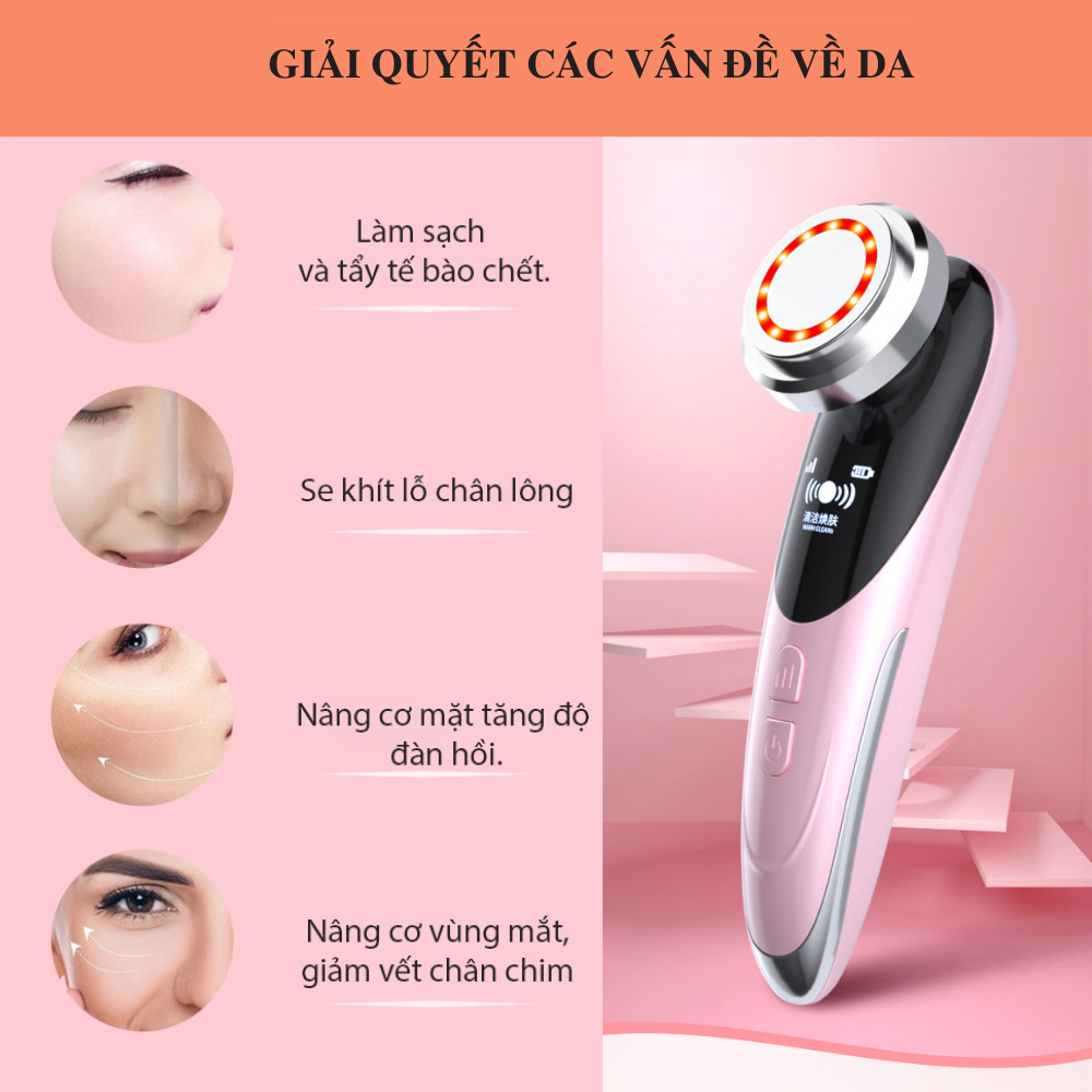 Máy điện di đẩy tinh chất ion âm dương dưỡng trắng da Boorui M80B, máy massage điện di chăm sóc da mặt chuyên nghiệp giúp làm sạch sâu và trẻ hóa làn da - Hàng loại 1