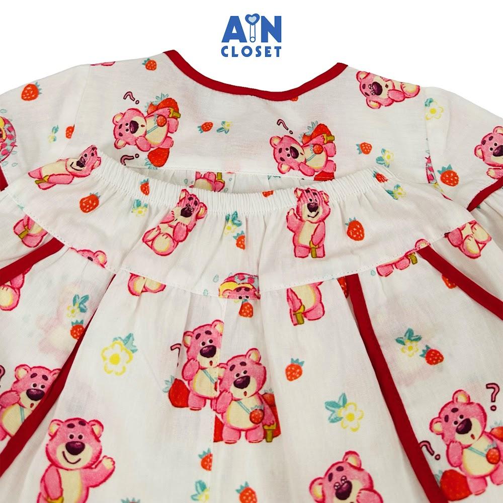 Bộ quần áo Ngắn bé gái họa tiết Gấu Losto Đỏ cotton - AICDBGOA9UQ4 - AIN Closet