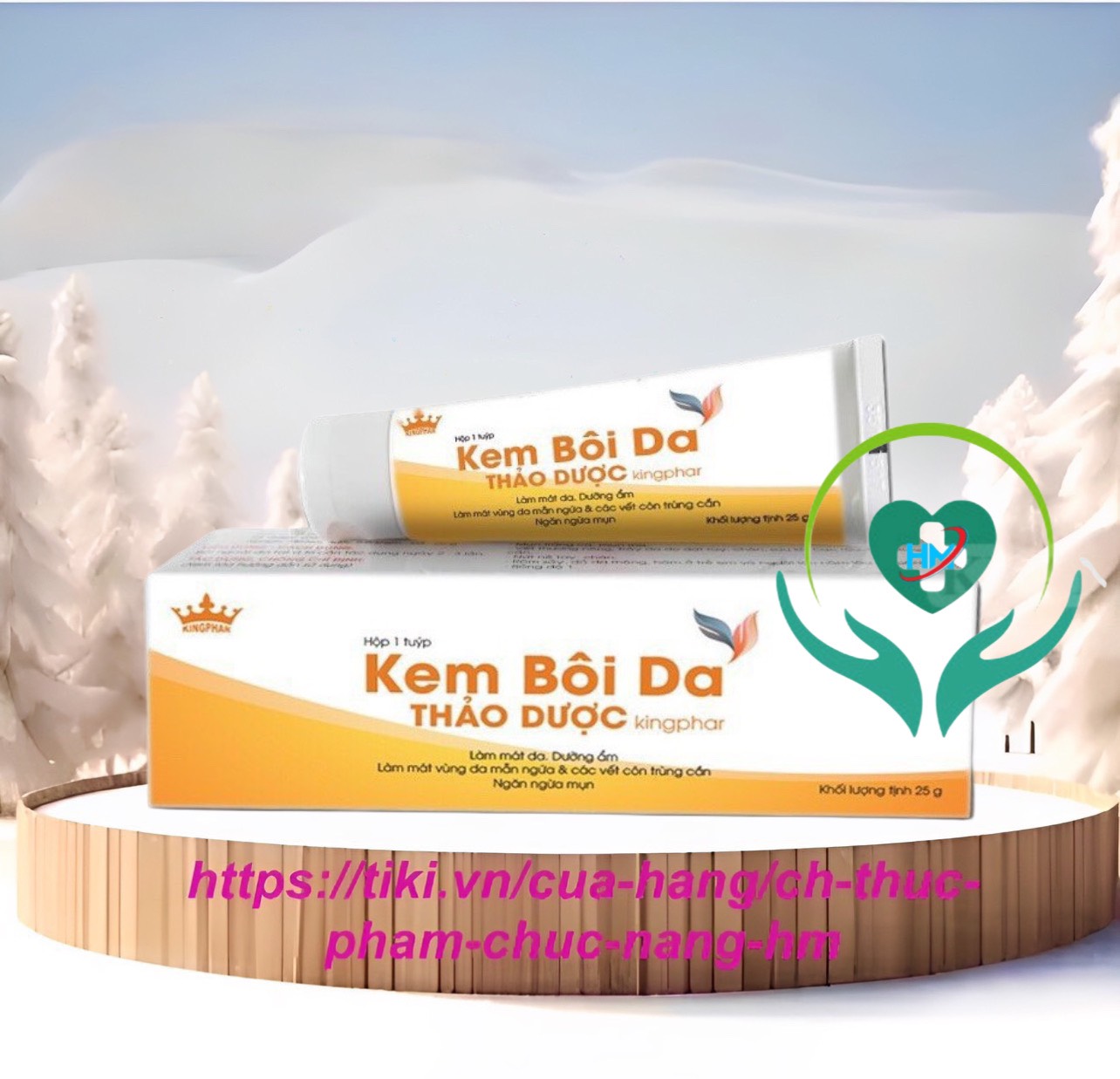 Kem bôi da Thảo dược Kingphar, tube 25g, dưỡng ẩm, ngừa mụn, giảm mẩn ngứa trên da