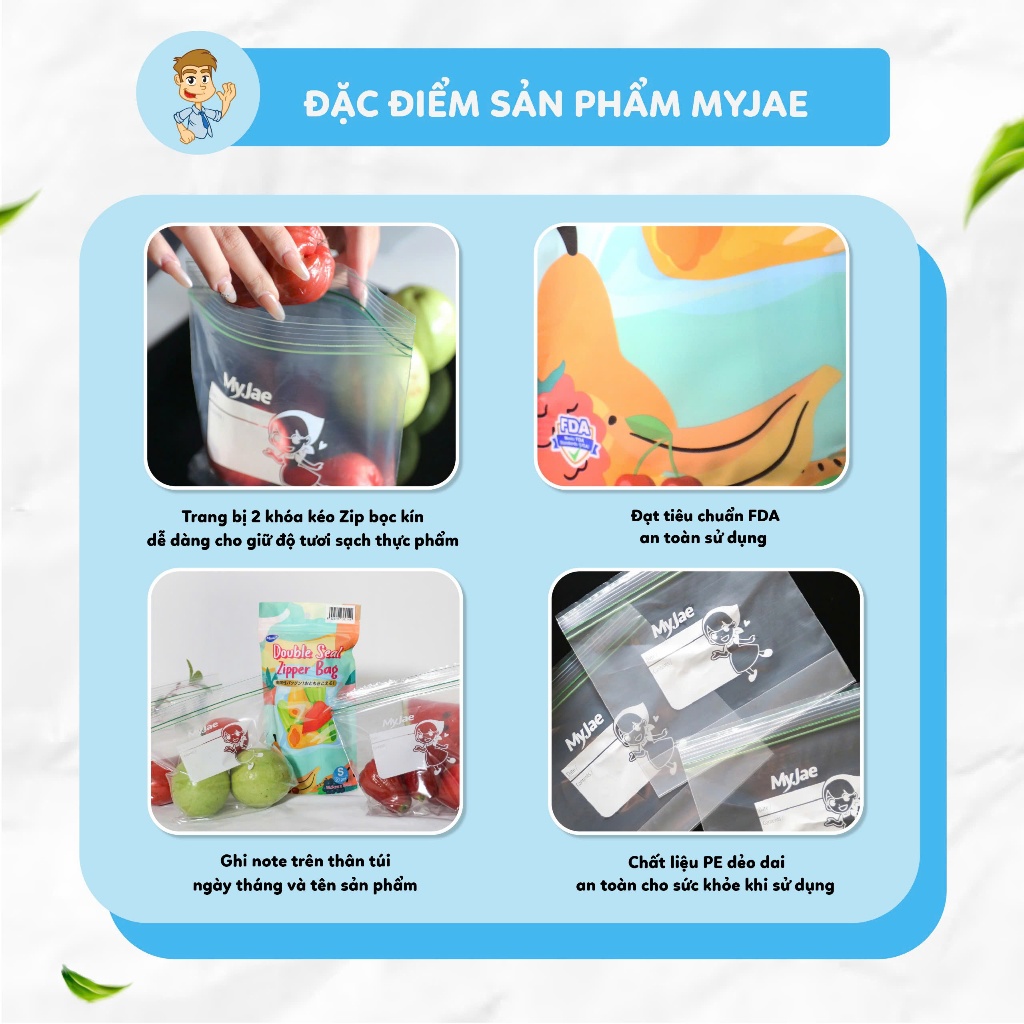 Combo 4 Túi Zip Đựng Thực Phẩm MyJae size S (20 cái)