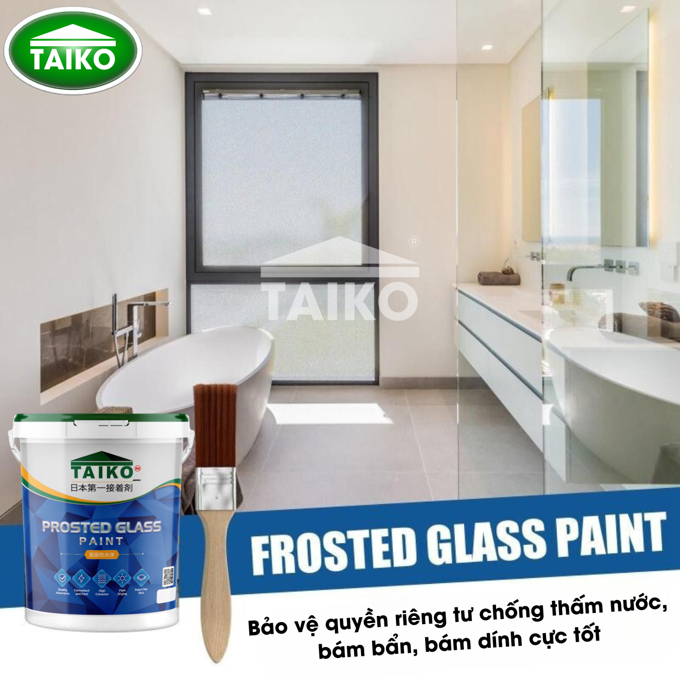 5 Kg Keo Sơn Mờ Kính Chống Nhìn Trộm TAIKOMI, Keo Sơn Bóng Mờ Kính Văn Phòng, Mờ Kính Cửa Sổ, Nhà Tắm, Phòng Ngủ