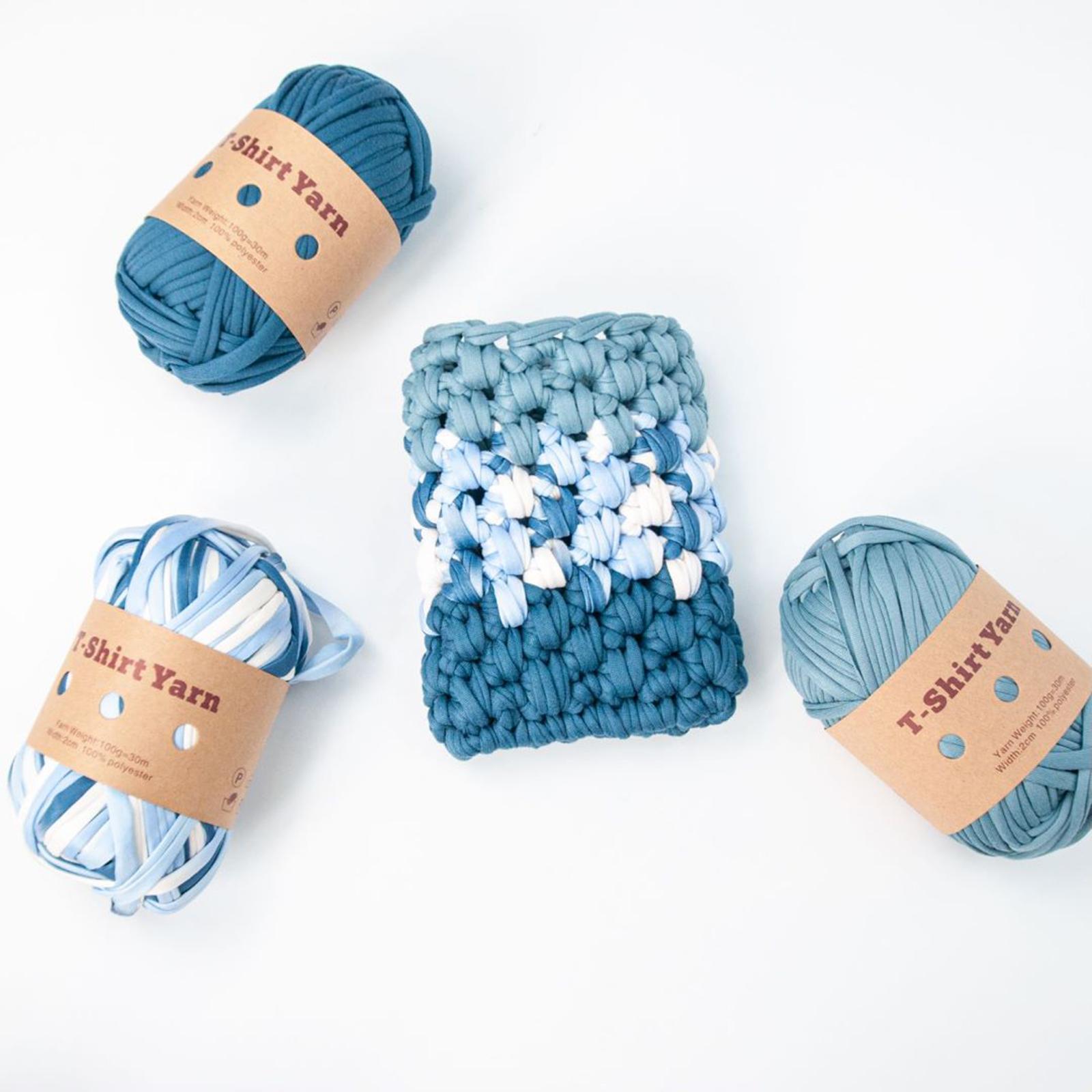 6x T Shirt Yarn 3 Colors Easy to Wash Knitting Yarn for Blanket Throw Pillow