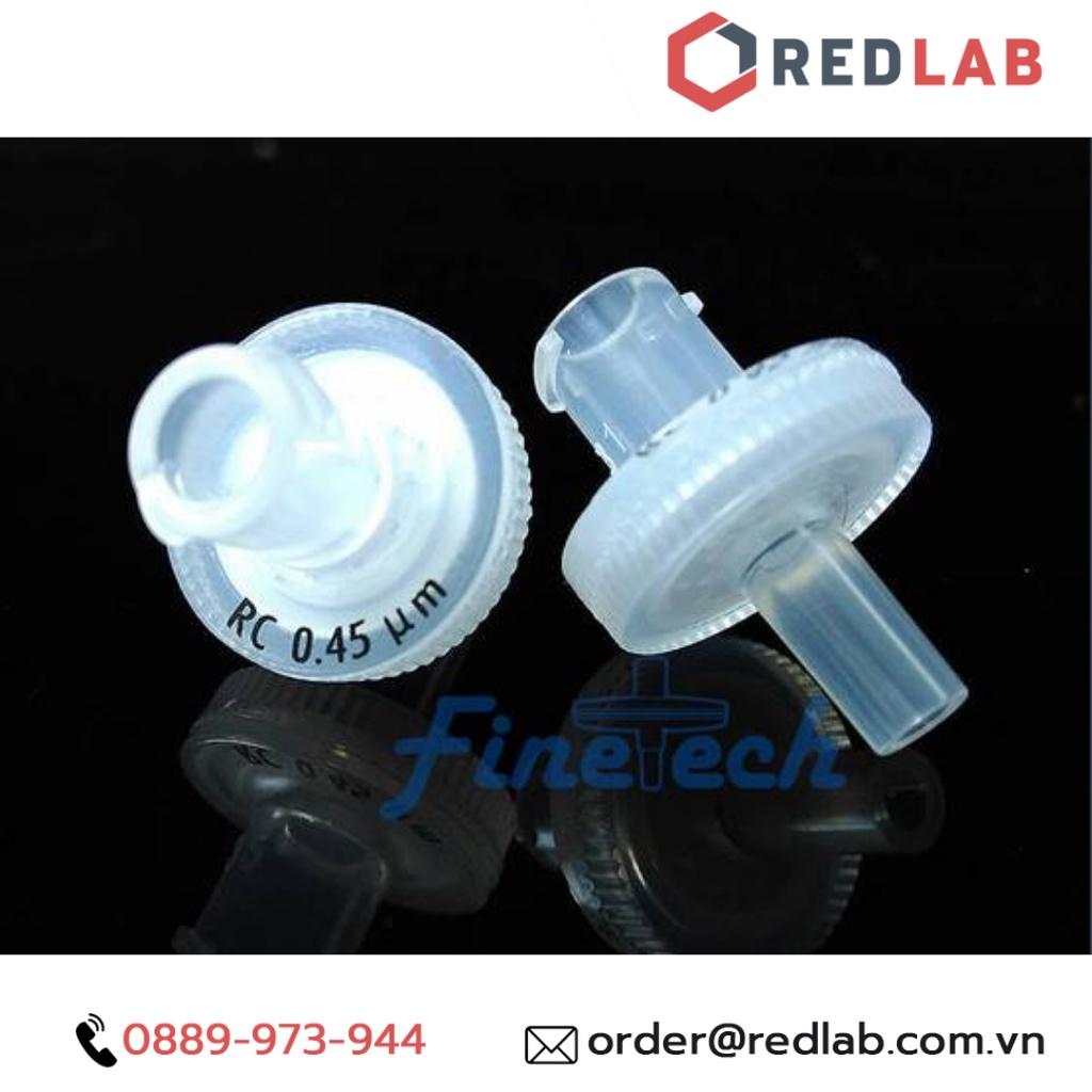 Đầu lọc Syringe PTFE Finetech PTFE013N045O đường kính 13 mm, lỗ lọc 0.45 µm, không thấm nước.