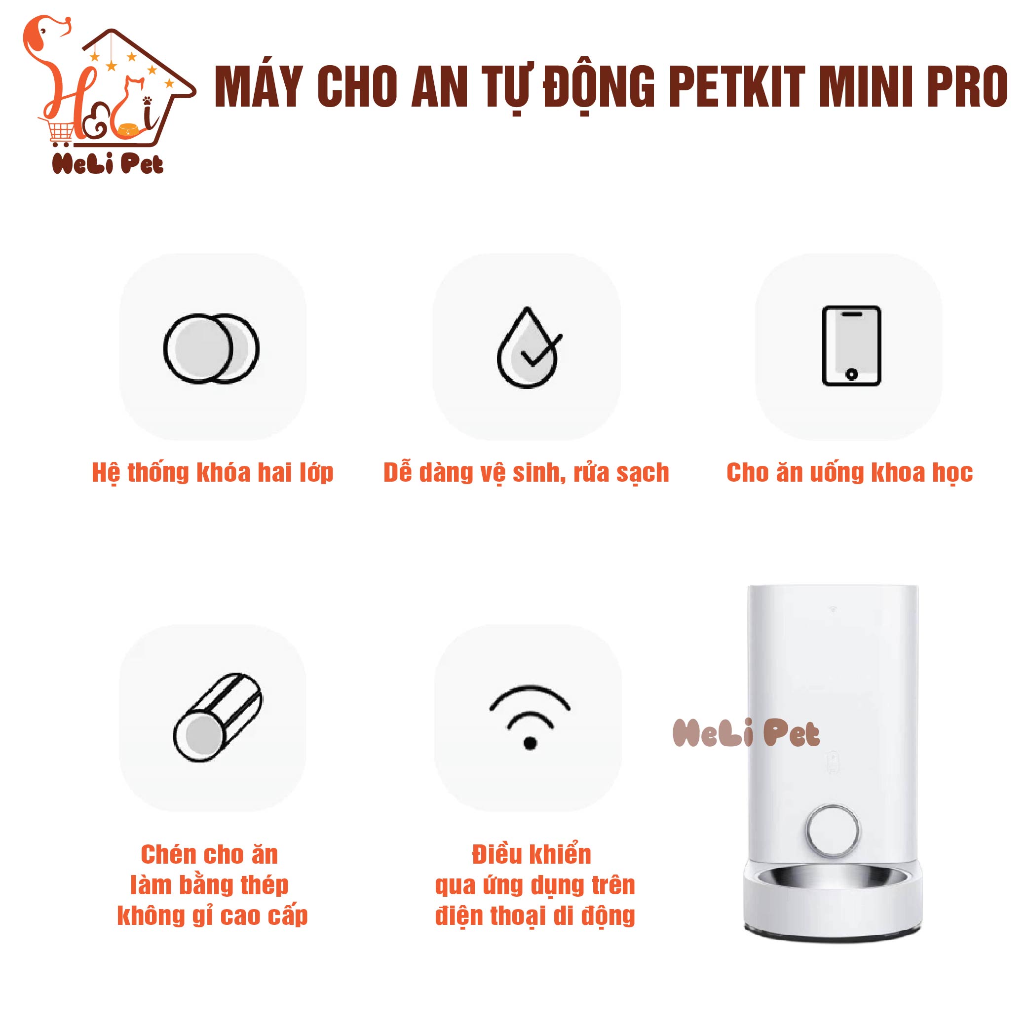 Máy Cho Mèo Ăn Tự Động, Máy Cho Chó Ăn Petkit Mini Pro, Petkit Fresh Element Mini Pro - HeLiPet