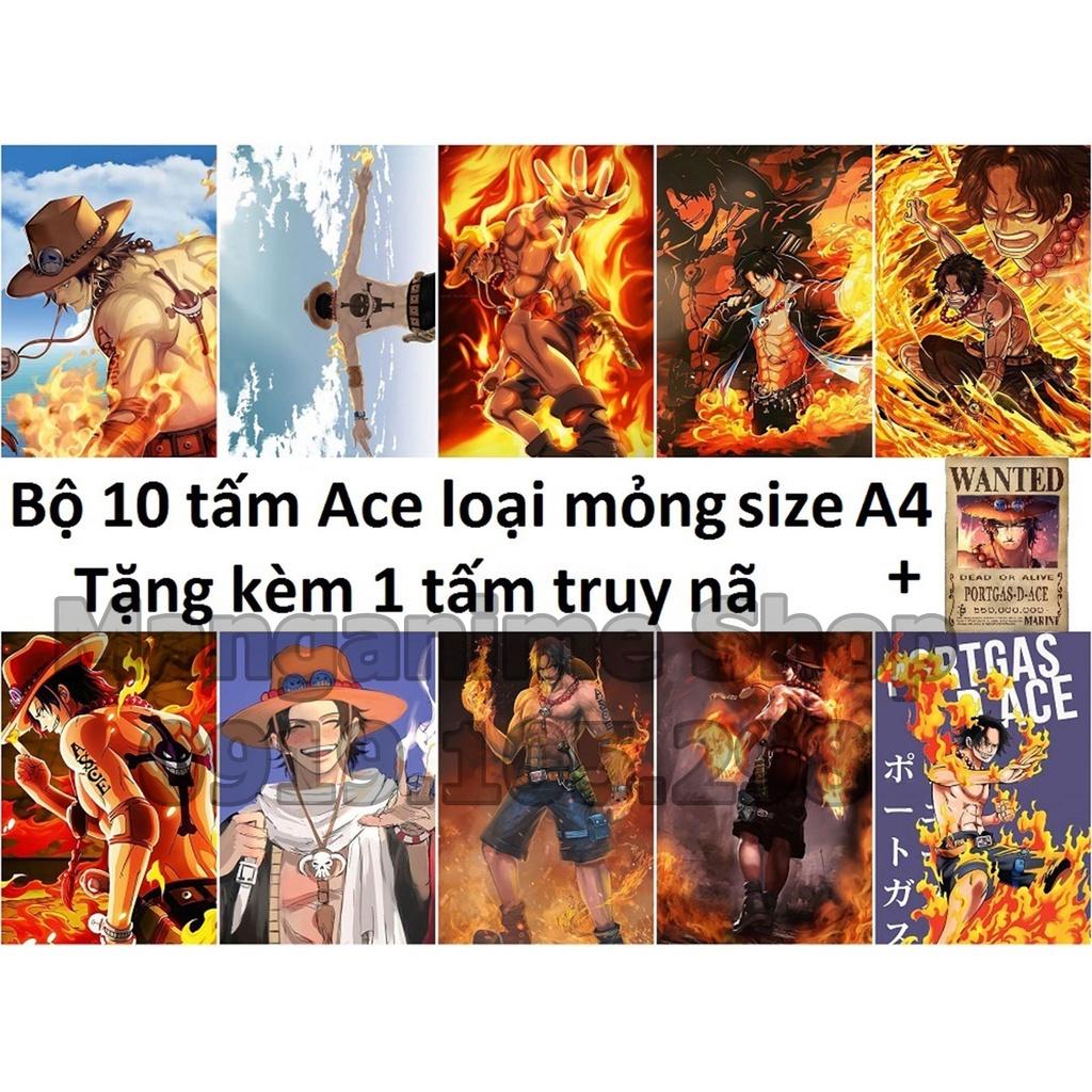 Bộ 10 tấm tranh poster áp phích Ace trong Onepiece loại mỏng