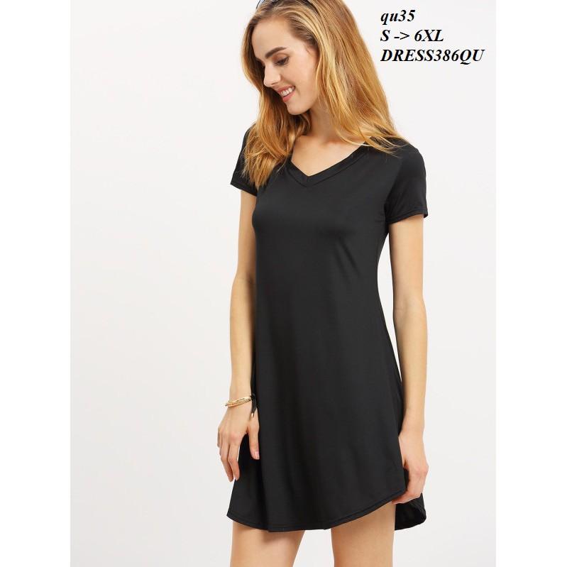 DRESS304 ĐẦM THUN SUÔNG CỔ TIM