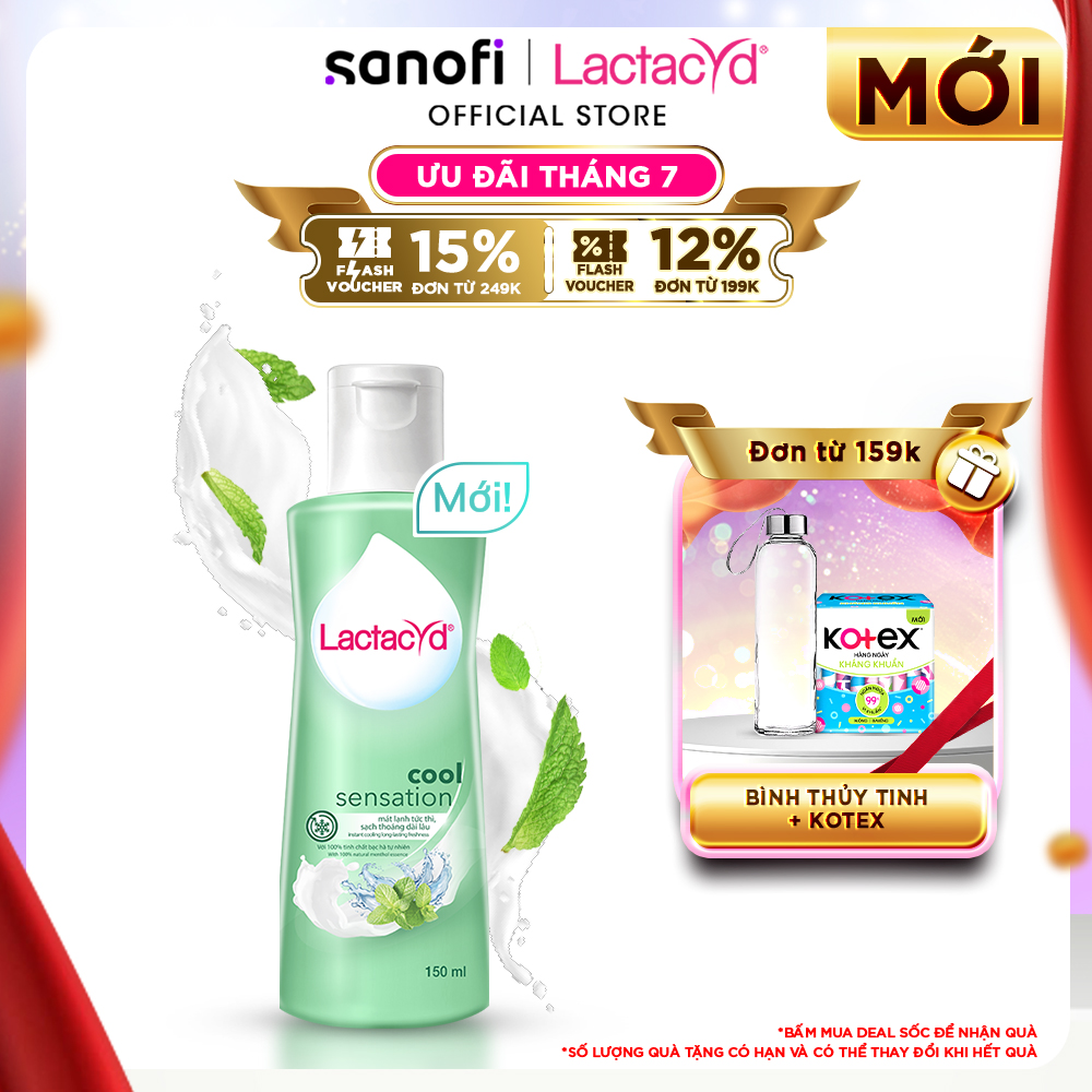 DDVS Phụ Nữ Lactacyd Cool Sensation 150ml Mát Lạnh &amp; Sạch Thoáng Dài Lâu