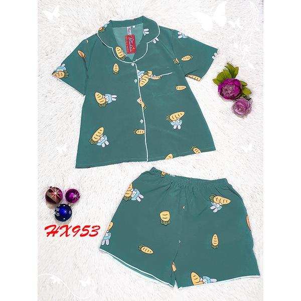 Đồ Bộ Nữ Mặc Nhà Pijama Tiểu Thư Quần Đùi Lụa Thái