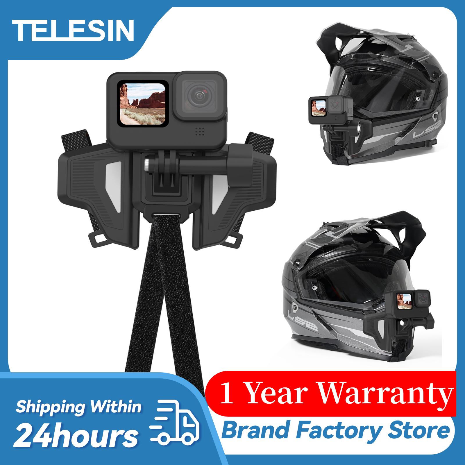 Telesin Motorcycle Matermet Mount dây đeo có thể gập cằm phía trước cho GoPro 11 Hero 10 9 8 7 DJI OSMO Hành động 3 Insta360 Phụ kiện