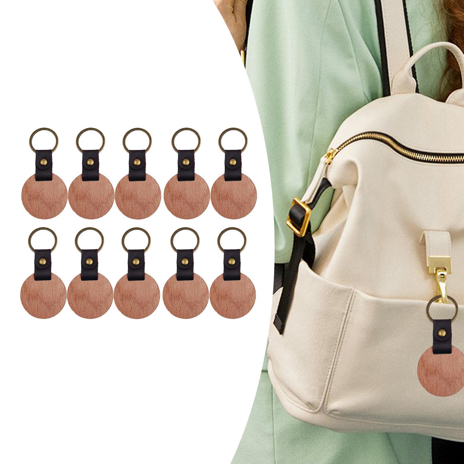 10Pcs Wooden Keychain Keychain Holder for DIY Crafts Bag Pendant Home