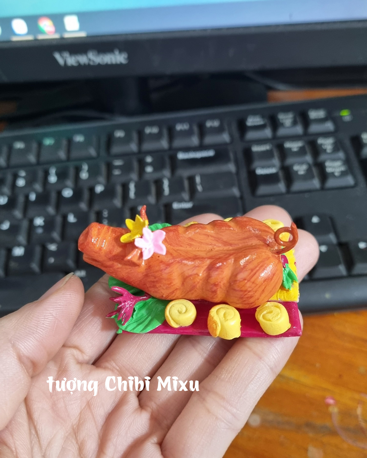 Mô hình Heo quay bánh bao trang trí bàn thờ Thần Tài Thổ Địa mini