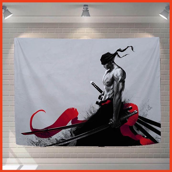 Thảm treo tường vua hải tặc trang trí phòng tặng kèm móc treo tiện lợi