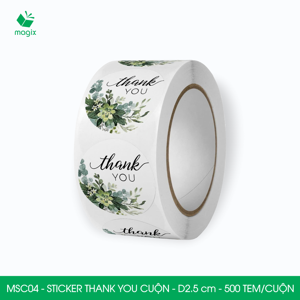 MSC04 - D2.5 cm - Cuộn 500 sticker thank you tròn, nhãn dán thank you, tem dán cảm ơn