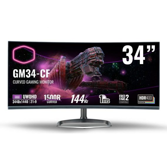 Màn Hình CoolerMaster GM34-CW 34 Inch 1500R  144Hz 1Ms UWQHD  - Hàng Chính Hãng