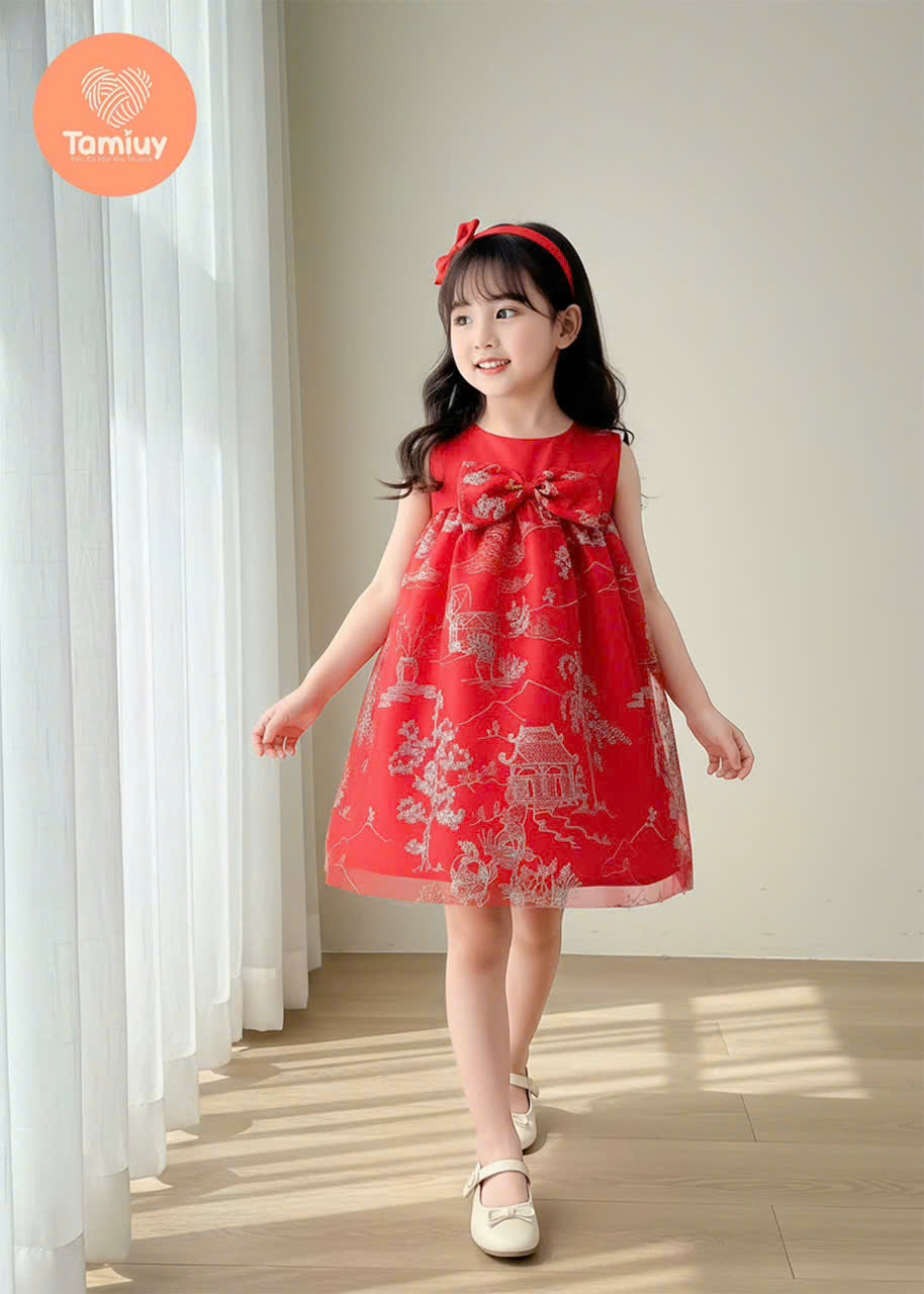 Đầm Búp Bê Hoạ Tiết  Tamiuy Dành Cho Bé Gái Từ 10-40 kg