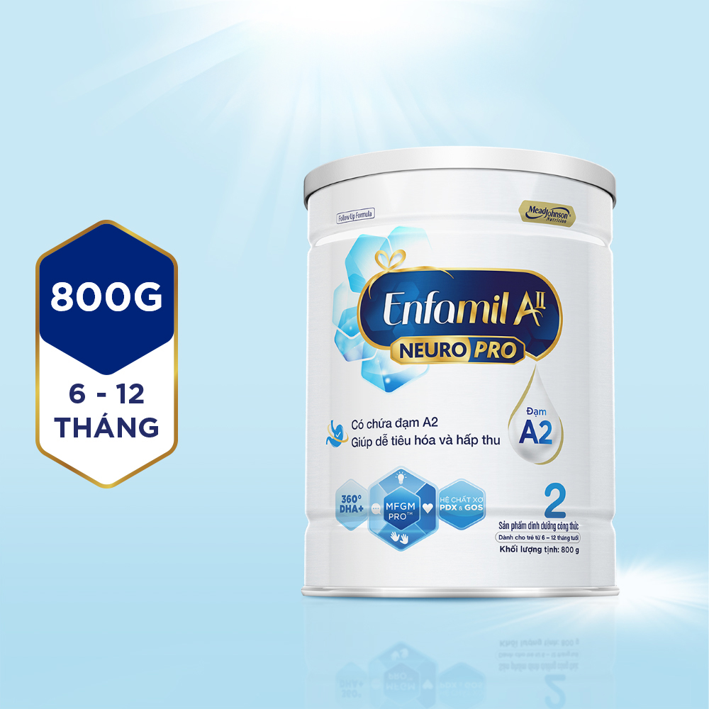 Combo 6 lon sữa bột Enfamil A2 Neuropro 2 cho trẻ từ 6 - 12 tháng tuổi – 800g
