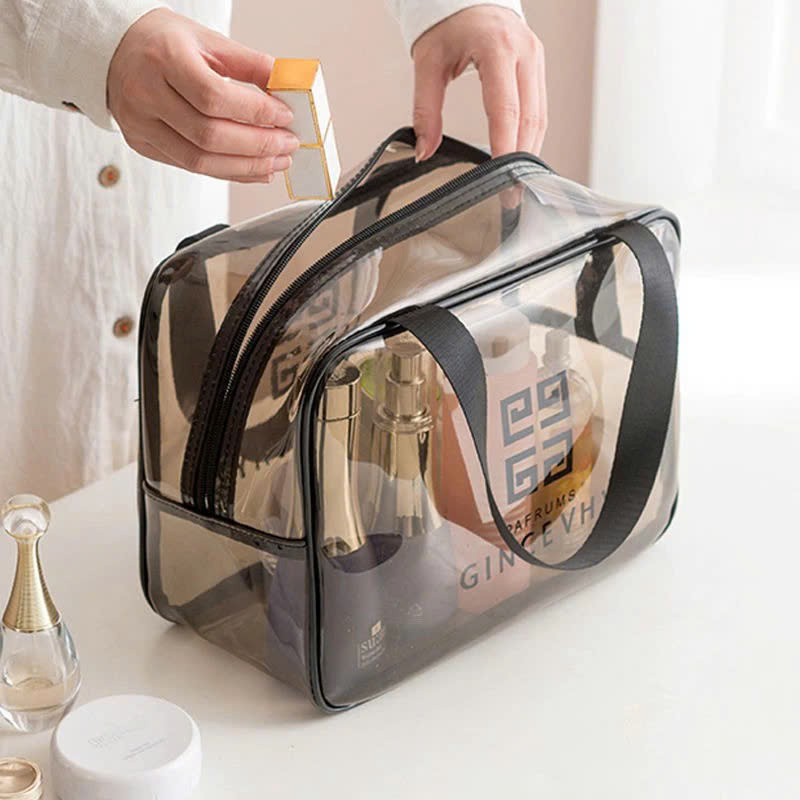 Túi đựng mỹ phẩm du lịch có quai xách mini trong suốt, Túi đựng đồ trang điểm makup chống nước - Chính Hãng