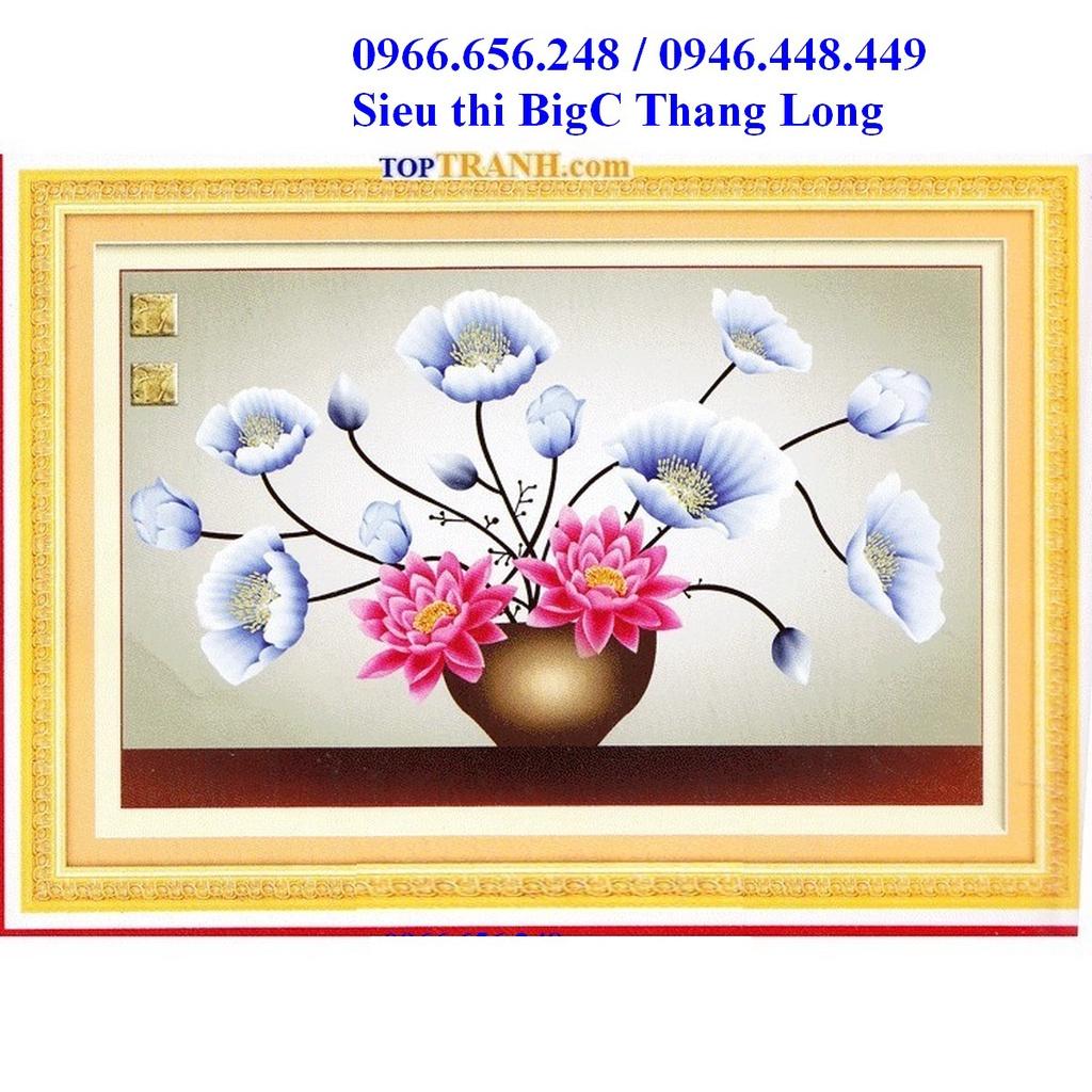 tranh thêu chữ thập bình hoa poppy nhỏ A1025 (chưa thêu) tranh thêu bình hoa nhỏ