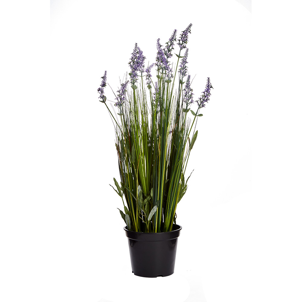 Chậu hoa Oải Hương giả trang trí LAVENDERGRASS chậu hình trụ, cây nhựa cao cấp màu sắc và thiết kế sống động, kích thước 20x76cm (RxC) | Index Living Mall - Phân phối độc quyền tại Việt Nam