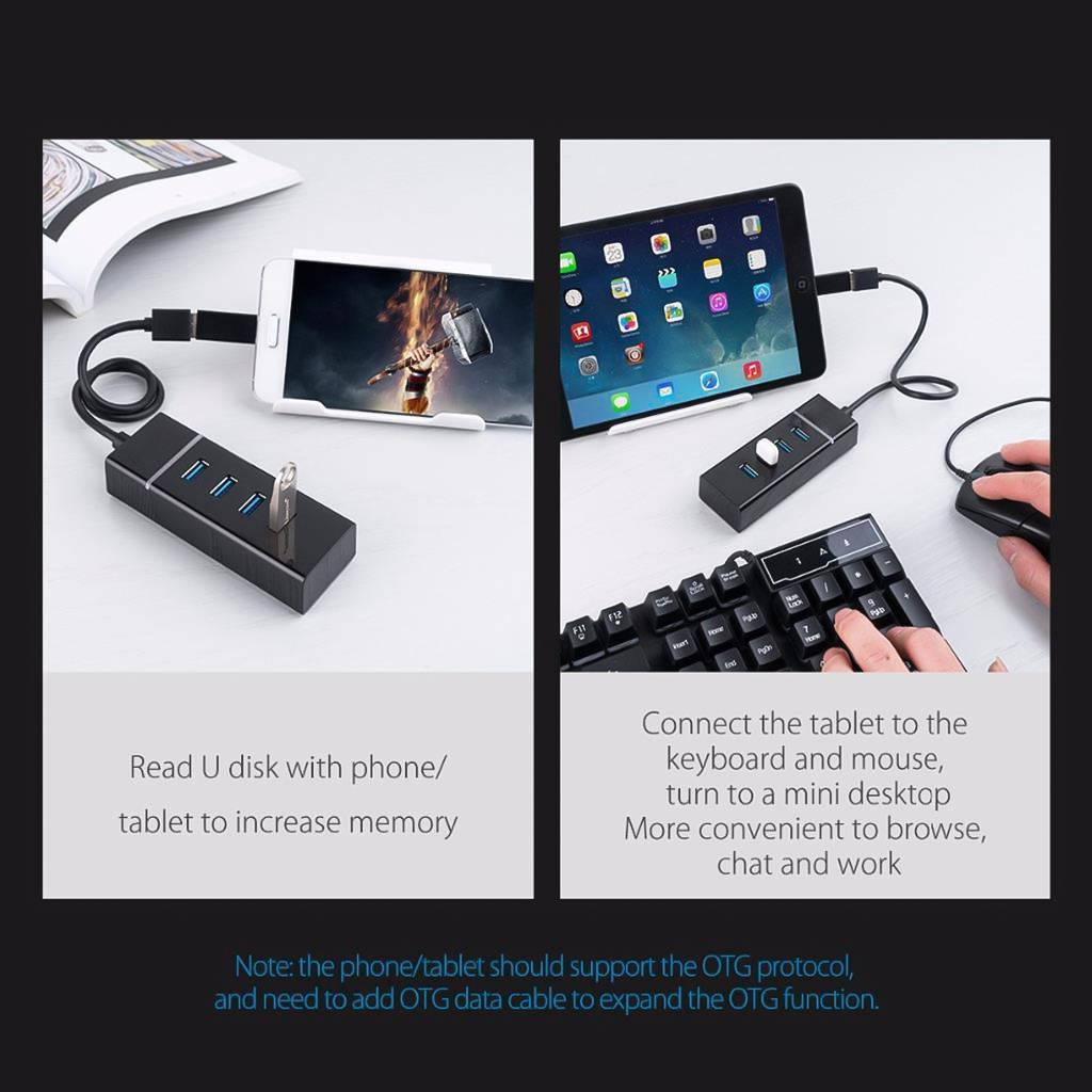 Hub 4 cổng USB 3.0 Bộ Chia Cổng USB Mở Rộng Cho Laptop PC Máy Tính Hỗ Trợ Sạc Pin Kết Nối Đa Năng Ổ Cứng Bàn Phím Chuột Máy In Thiết Bị Ổ Chia USB - Hàng Chính Hãng