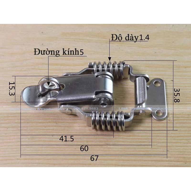 Khoá gài lò xo INOX 304 dạng trơn và dạng móc Size S