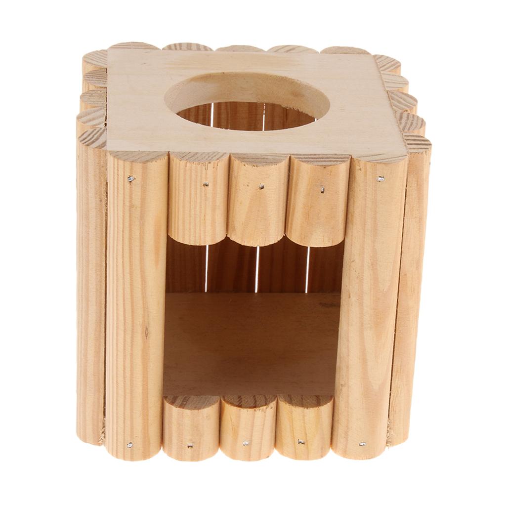 Hamster Nest Double Holes Hut Gerbil Mouse Small Animal Wood Castle