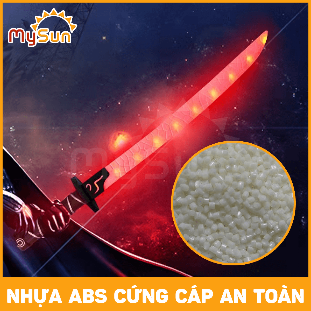 Kiếm Katana Nhật nhựa phát ánh sáng đồ chơi Samurai mini giá rẻ như thật cho bé trai tặng PIN MySun